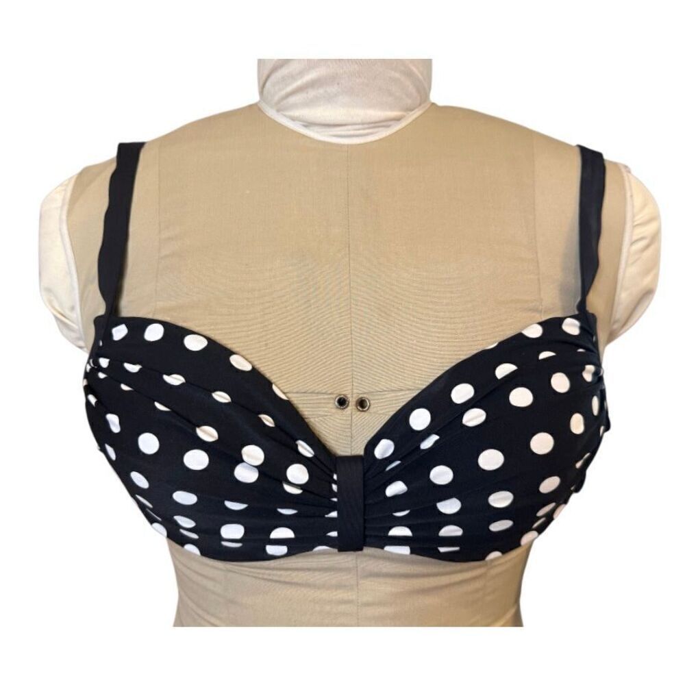 NWT CoCo Reef Bikini Top Black/White Polka Dot Divine Power Bra 32/34 D